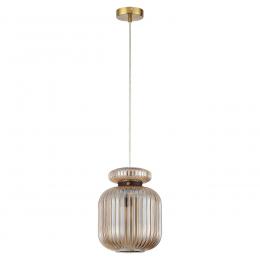 Odeon light 5042/1A PENDANT ODL24 309 античн.бронза/янтарный/металл/стекло/эко.кожа Подвес E27 1*60W JUGI 